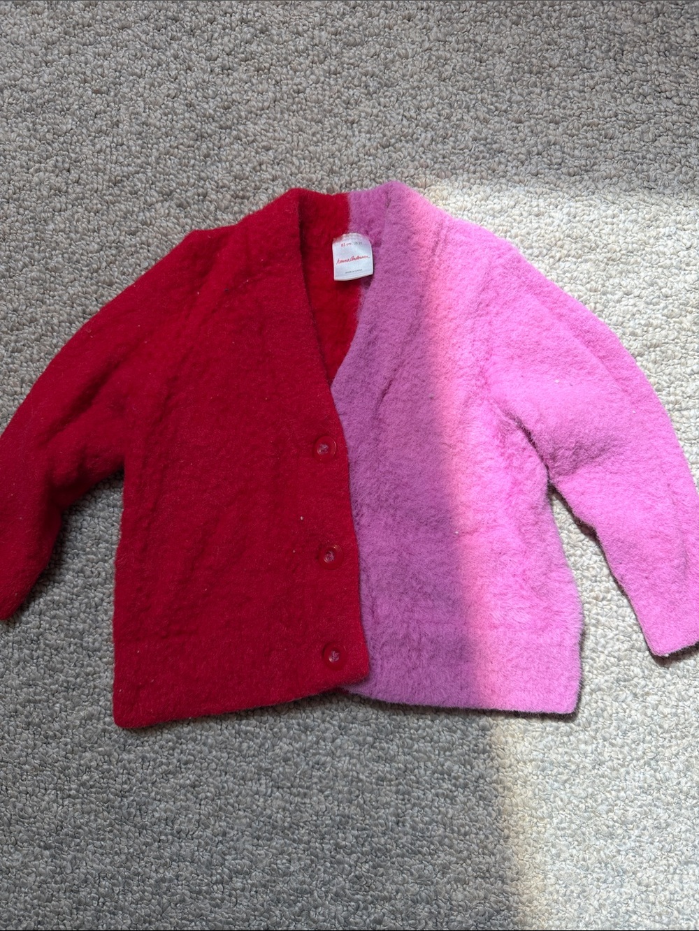 Hanna Andersson Two-Tone Red and Pink Kids Button Cardigan